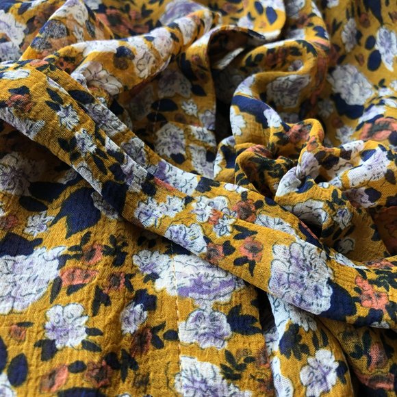 MELLÓDAY Sheer Golden Yellow with White Blooms Print MIDI Dress – XS - Picture 8 of 16